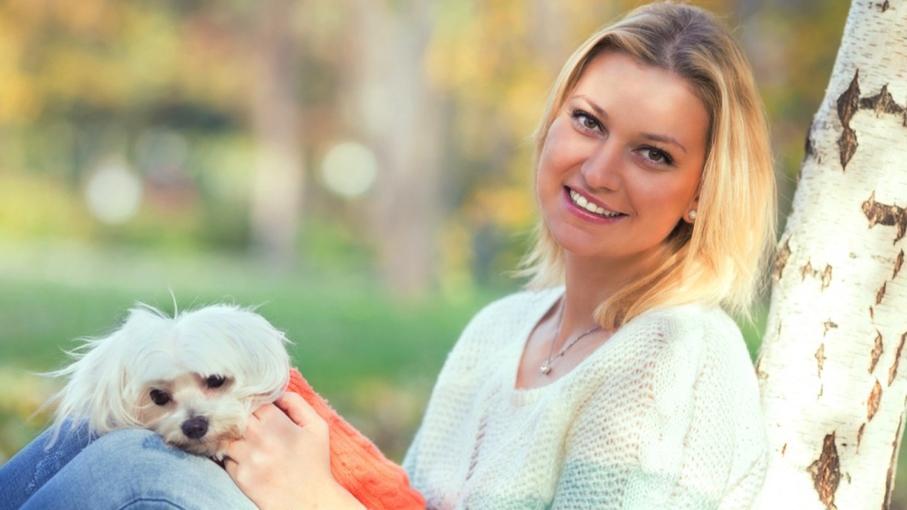 Dog Leaning Against woman