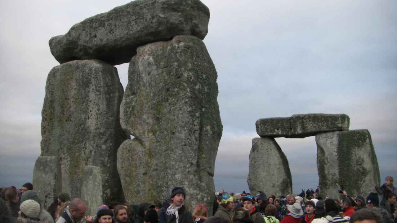 Visitors in stonehenge