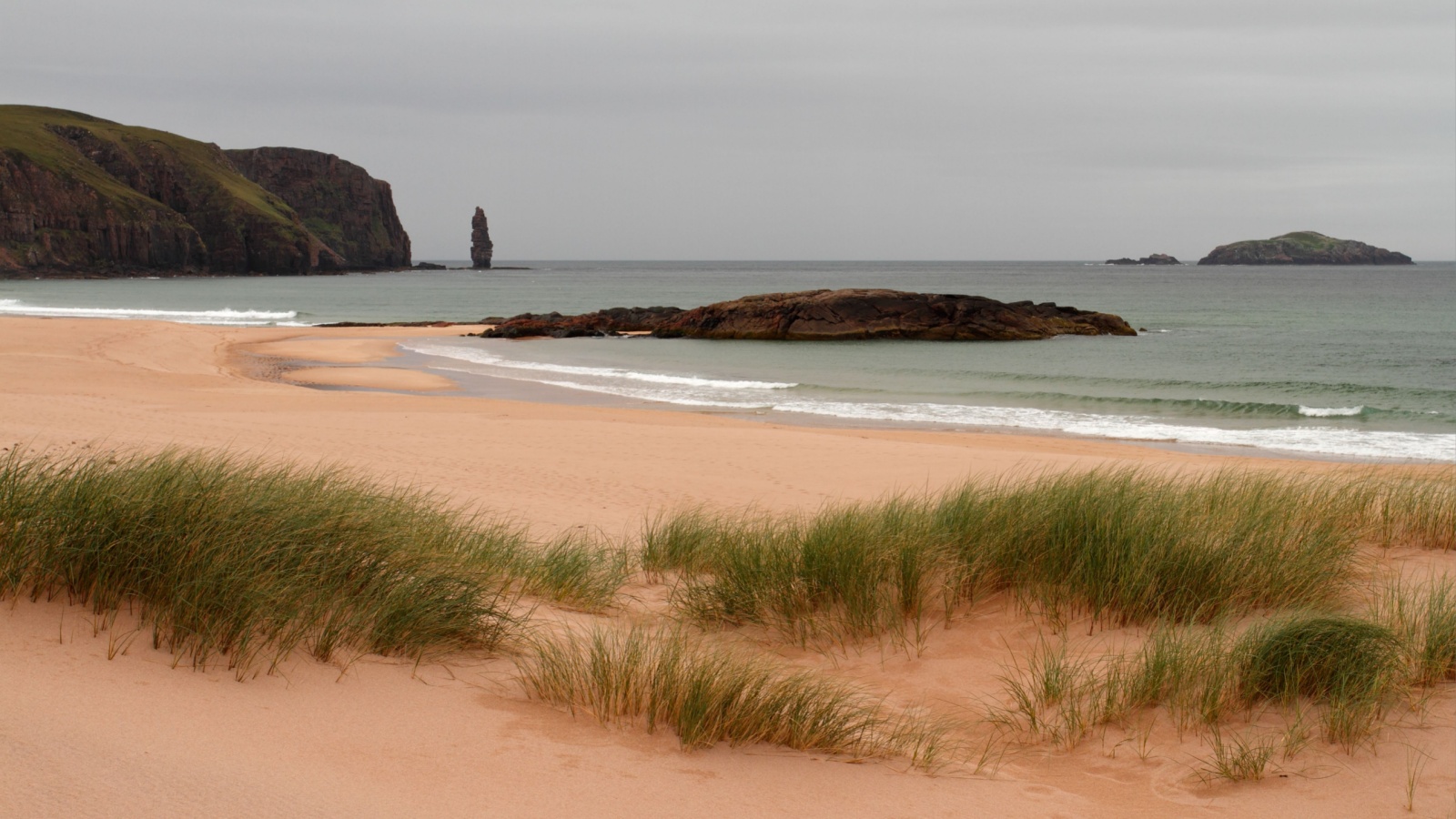 Sandwood Bay is a natural bay in Sutherland, on the far north-west coast of mainland Scotland.